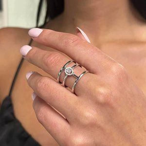 Messika 0.22Ctw Glam'Azone 3 Row Diamond Band Ring 18K White Gold SZ 53 US 6.5